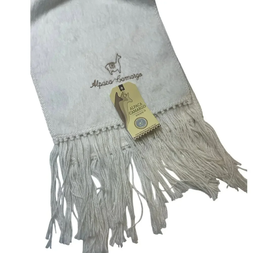 ALPACA CAMARGO PERUVIAN SCARF WINTER 100%ALPACA‎ IVORY COZY SOFT SOPHISTICATED